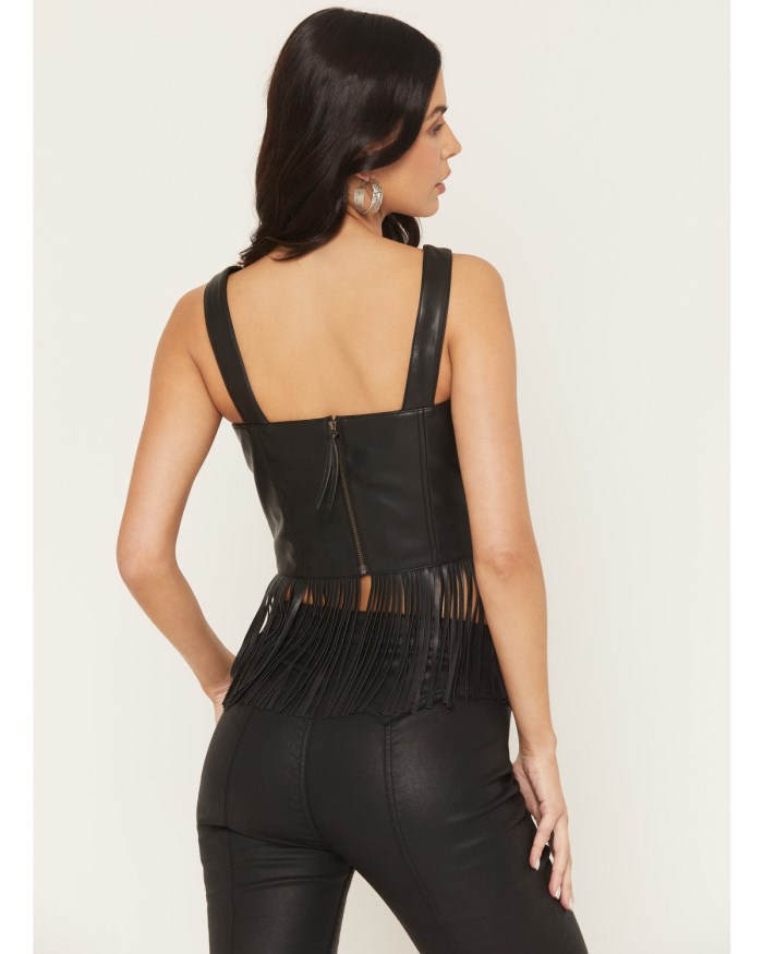 Promotion Idyllwind Women's Roycroft Faux Leather Fringe Bustier | Black