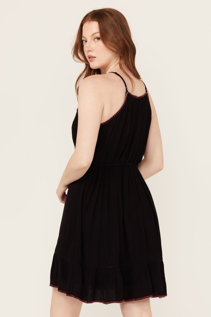 Promotion Idyllwind Women's Wolfeboro Embroidered And Beaded Halter Mini Dress | Black