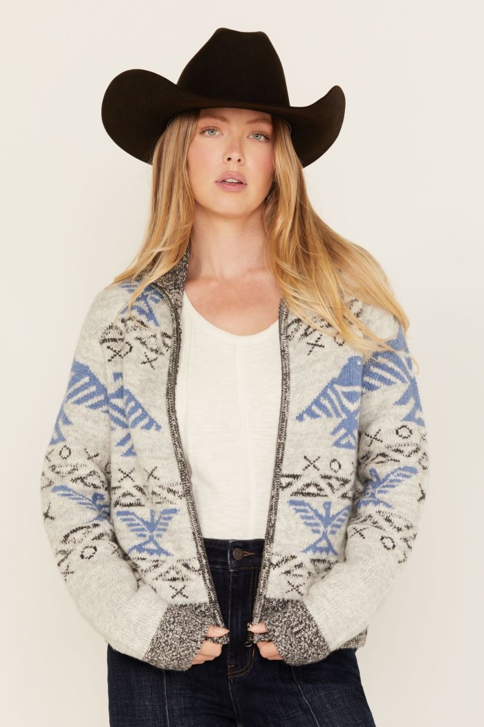 Promotion Idyllwind Women's Lyle Thunderbird Zip Front Knit Sweater | Heather Grey