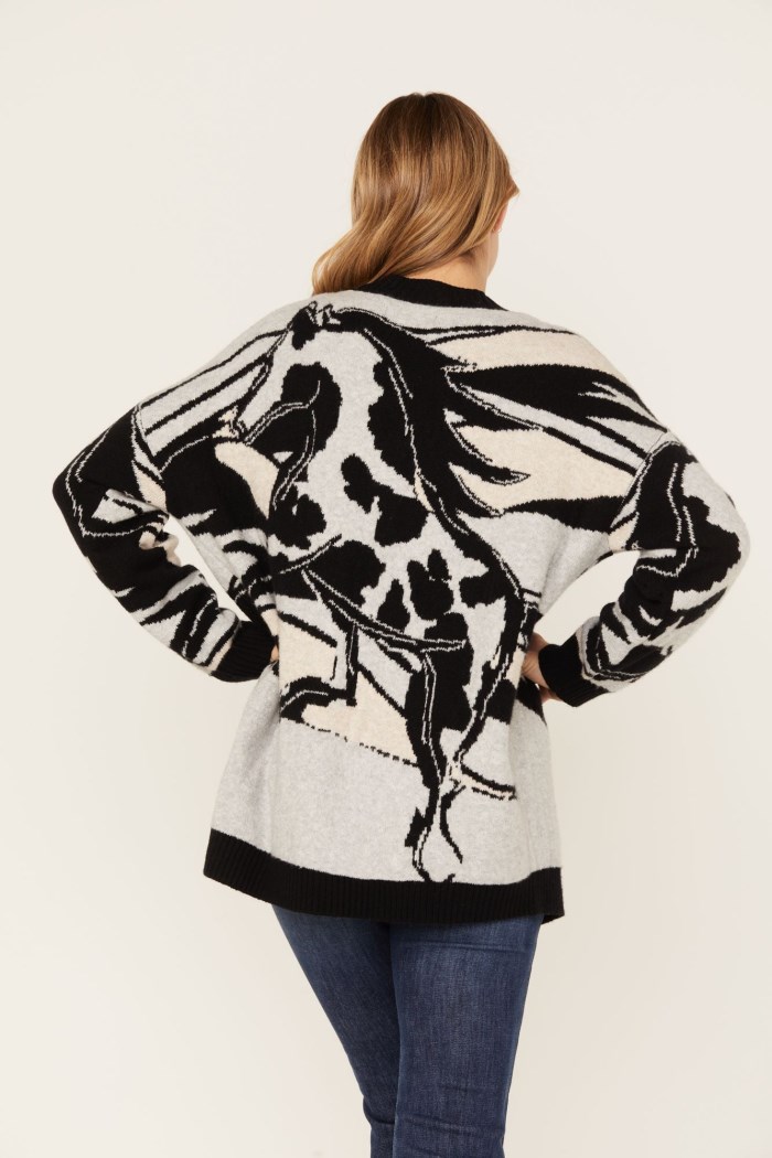 Promotion Idyllwind Women's Alice Floral Abstract Cardigan Sweater | Grey