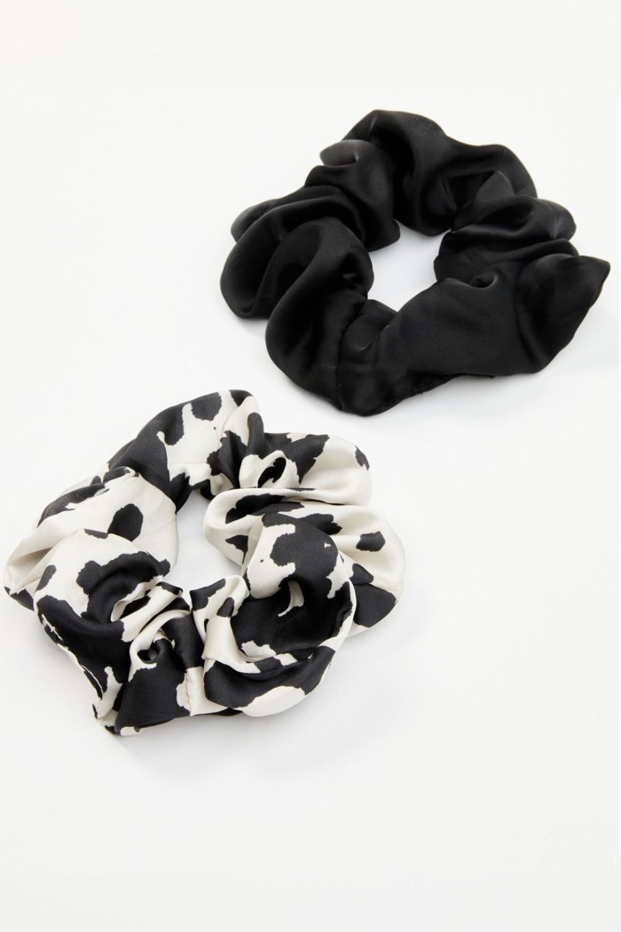 Promotion Idyllwind Women's Palmetto Cow Print Oversized Scrunchie Set - 2 Piece | Black/white