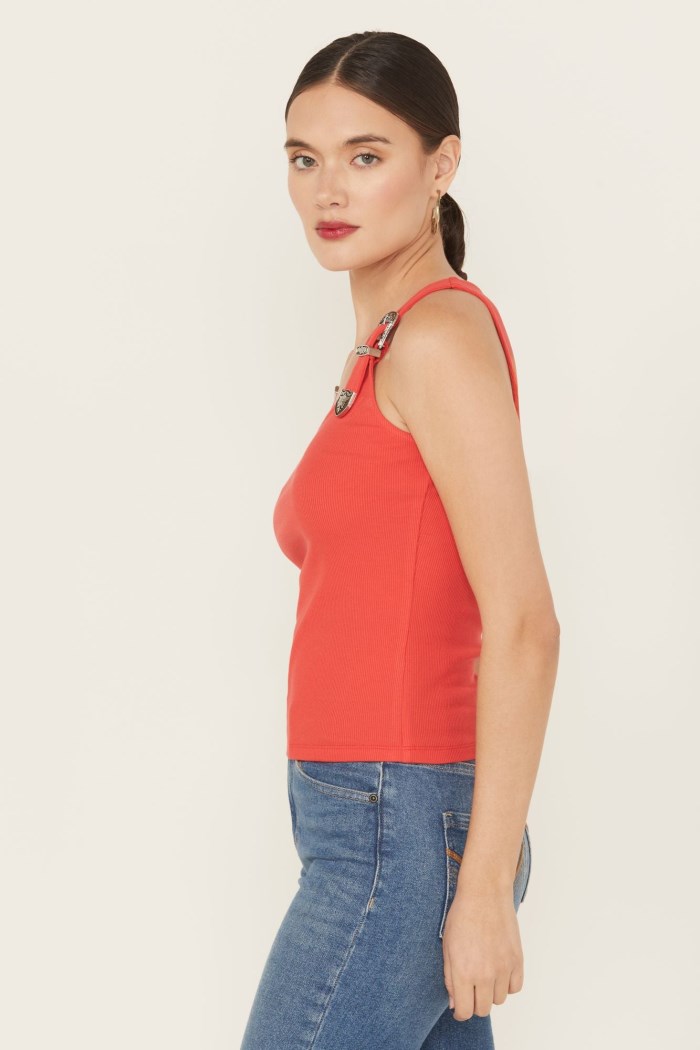 Promotion Idyllwind Women's Wylie Rib Knit Buckle Tank | Coral