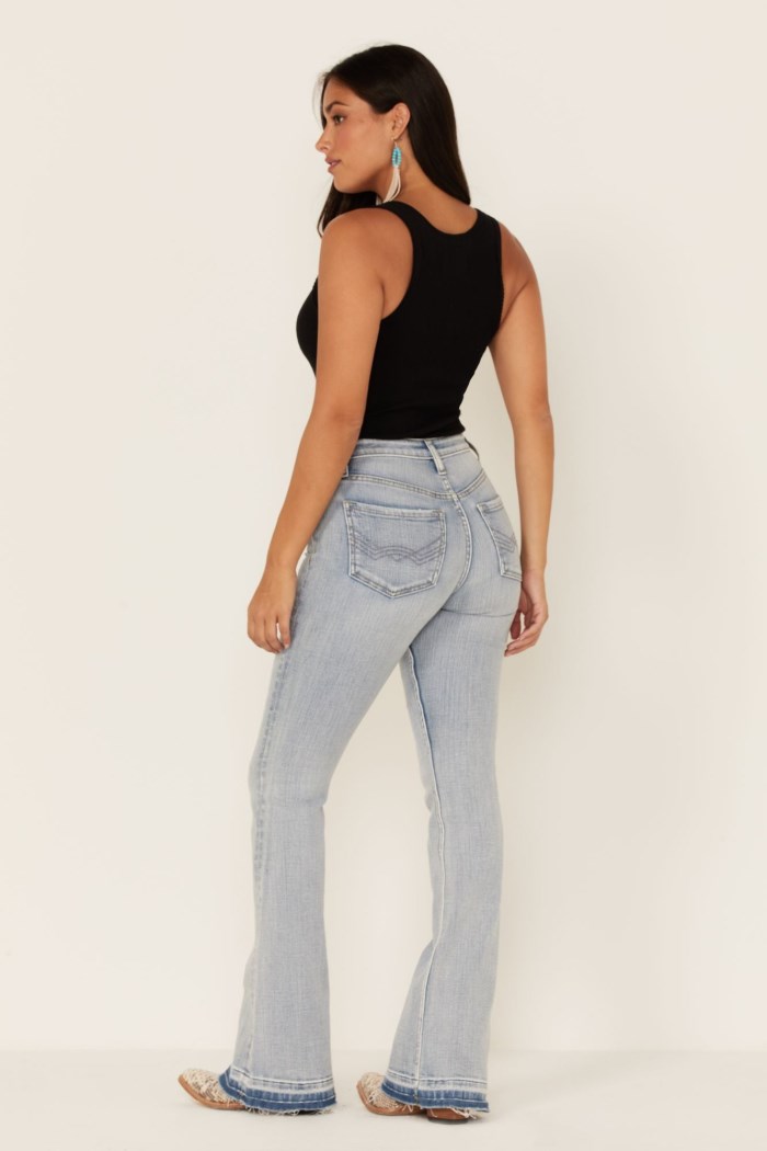 Promotion Idyllwind Women's Light Wash Mustang High Risin Released Hem Flare Jeans | Light Blue