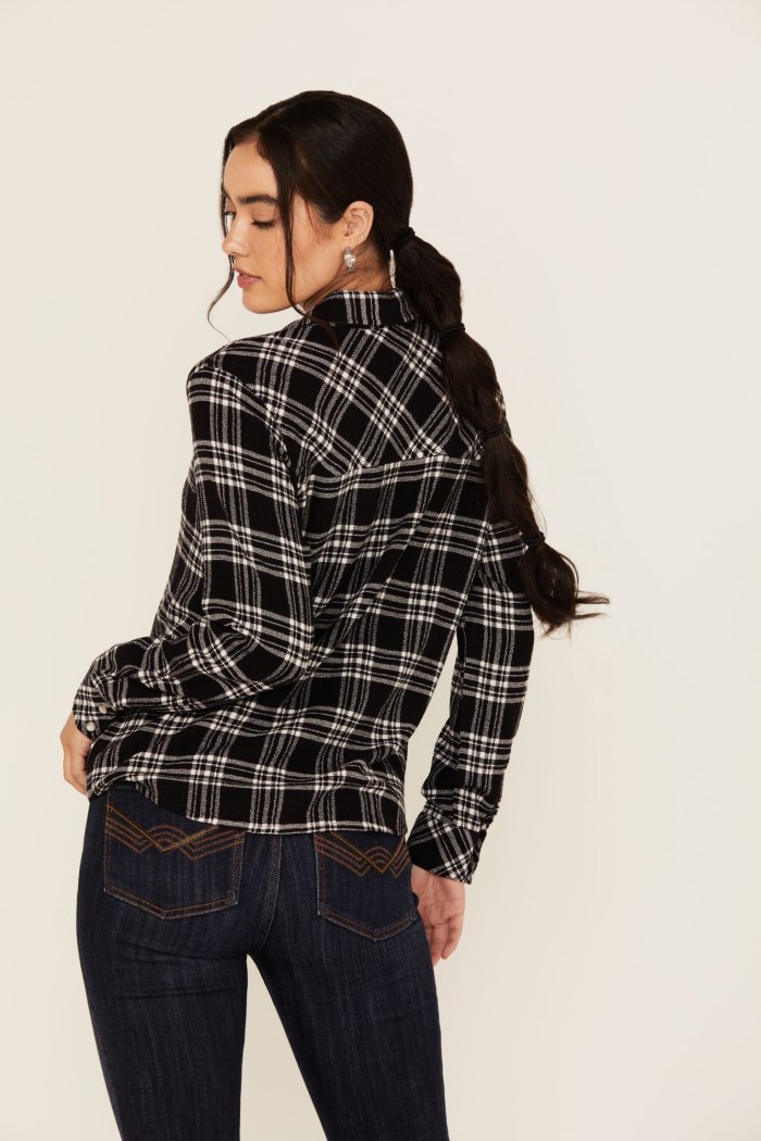 Promotion Idyllwind Women's Featherlight Plaid Print Long Sleeve Pearl Snap Western Shirt | Black