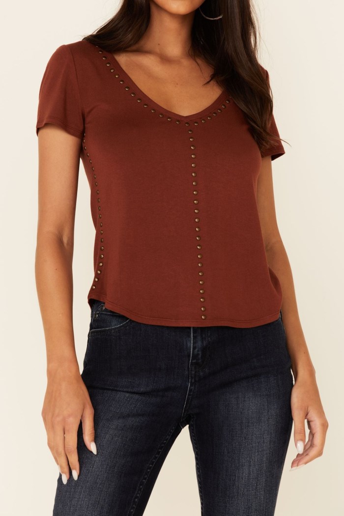 Promotion Idyllwind Women's Honky Tonk Studded Top | Rust Copper
