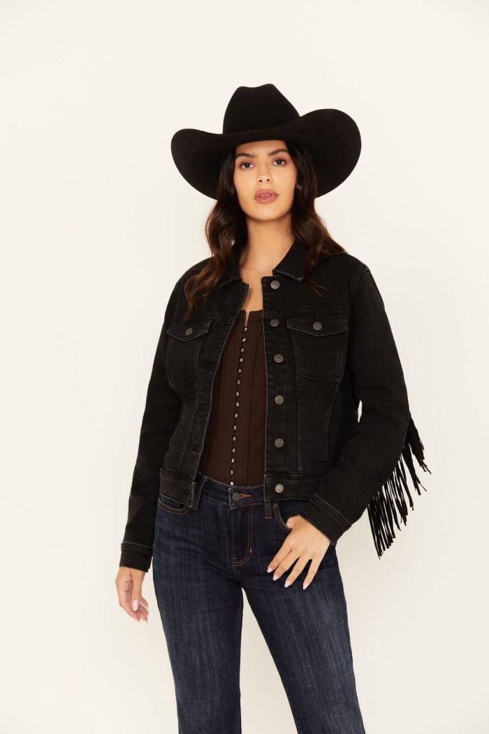 Promotion Idyllwind Women's Outlaw Fringe Denim Trucker Jacket | Black