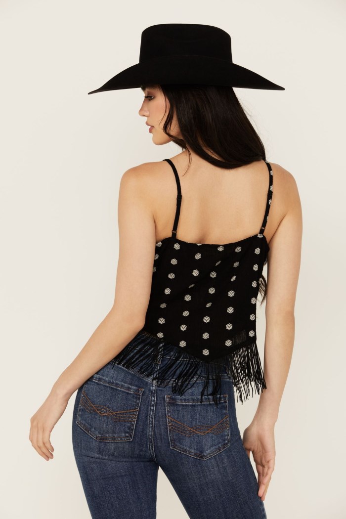 Promotion Idyllwind Women's Sunnett Embroidered Fringe Hanky Hem Tank | Black