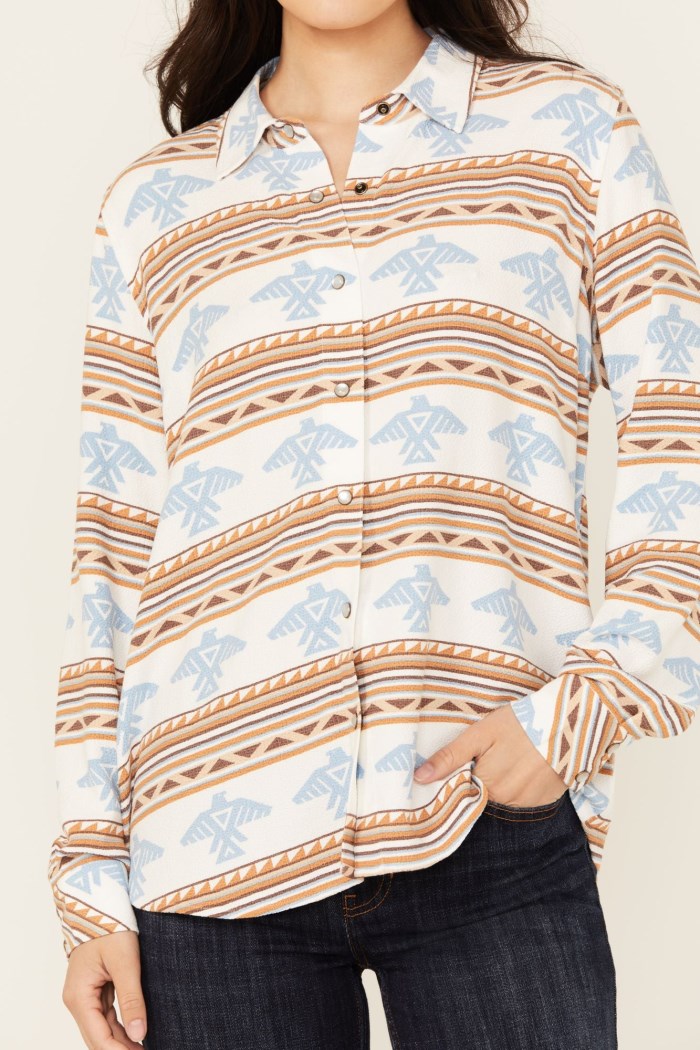 Promotion Idyllwind Women's Thunderbird Featherlight Long Sleeve Snap Western Shirt | Ivory
