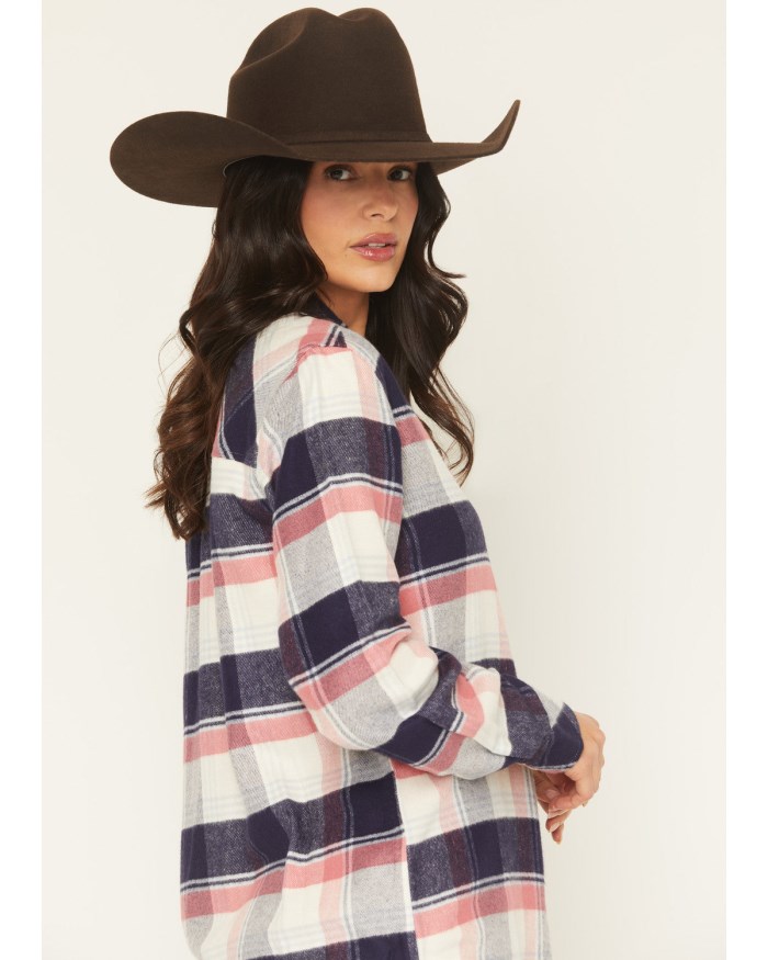 Promotion Idyllwind Women's Skip Jack Plaid Print Long Sleeve Snap Flannel Shirt | Indigo