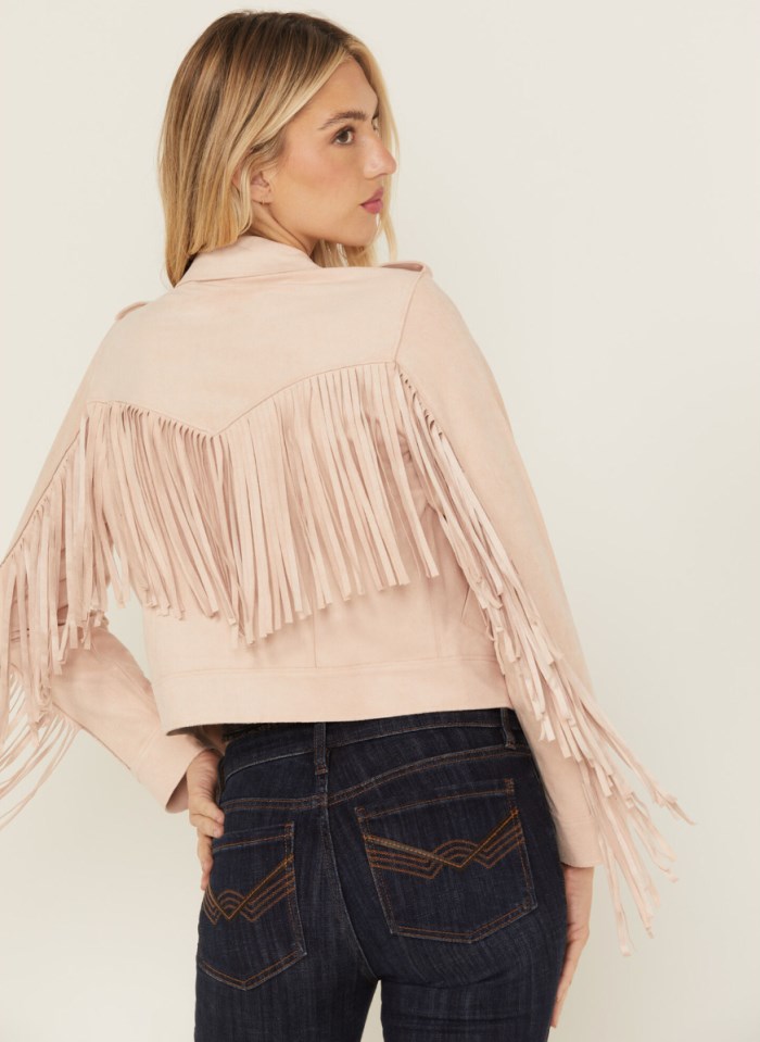 Promotion Idyllwind Women's Odessa Faux Suede Fringe Moto Jacket | Pink