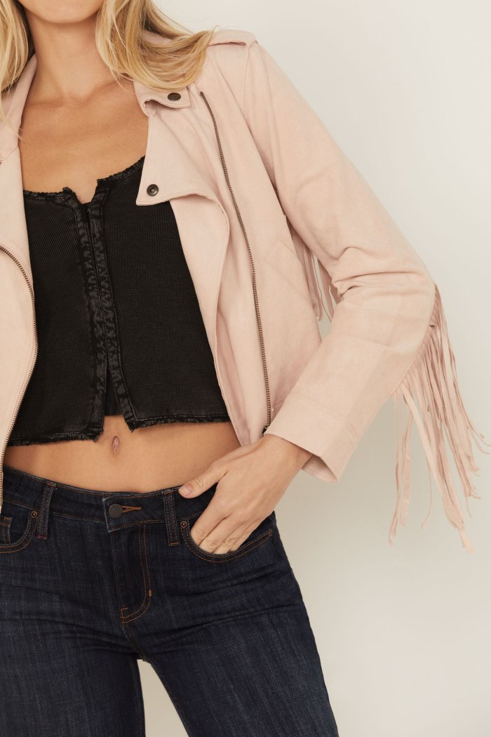 Promotion Idyllwind Women's Odessa Faux Suede Fringe Moto Jacket | Pink