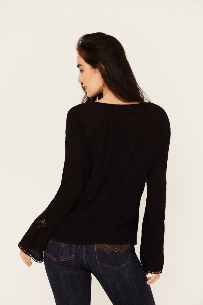 Promotion Idyllwind Women's Sharondale Embroidered Long Sleeve Button-Down Shirt | Black