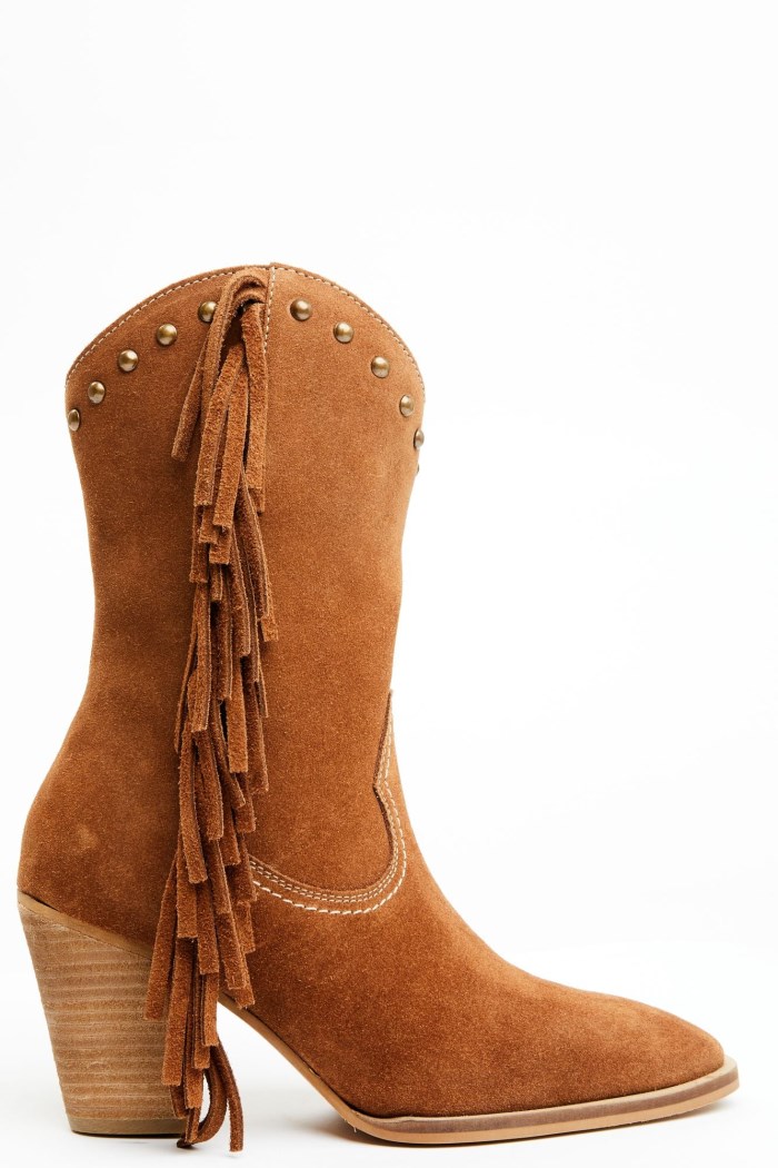 Promotion Idyllwind Women's Sidewinder Studded Fringe Suede Fashion Booties - Round Toe | Brown