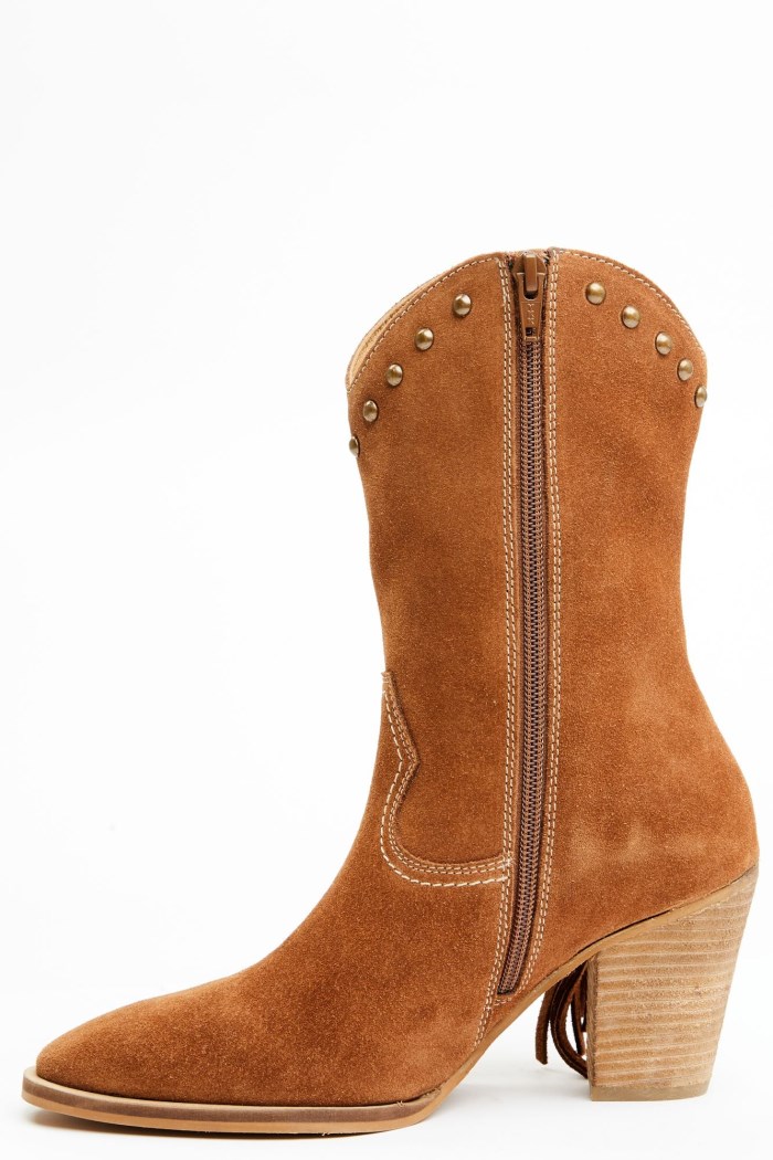 Promotion Idyllwind Women's Sidewinder Studded Fringe Suede Fashion Booties - Round Toe | Brown