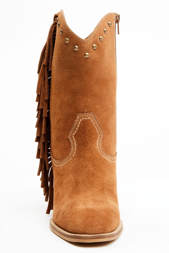 Promotion Idyllwind Women's Sidewinder Studded Fringe Suede Fashion Booties - Round Toe | Brown