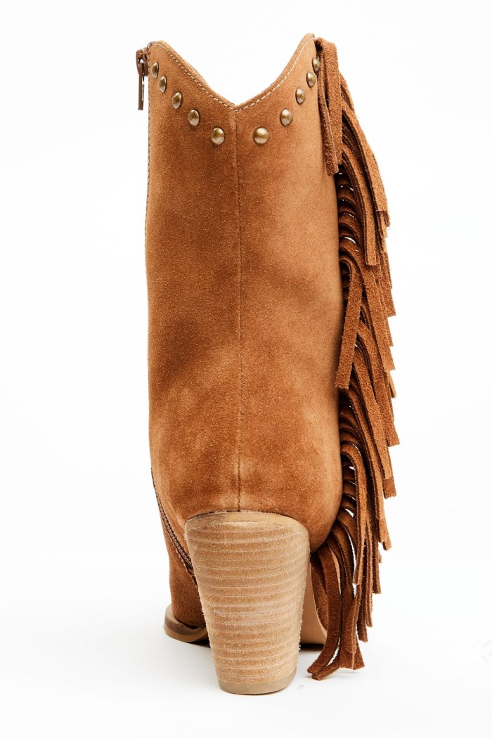 Promotion Idyllwind Women's Sidewinder Studded Fringe Suede Fashion Booties - Round Toe | Brown