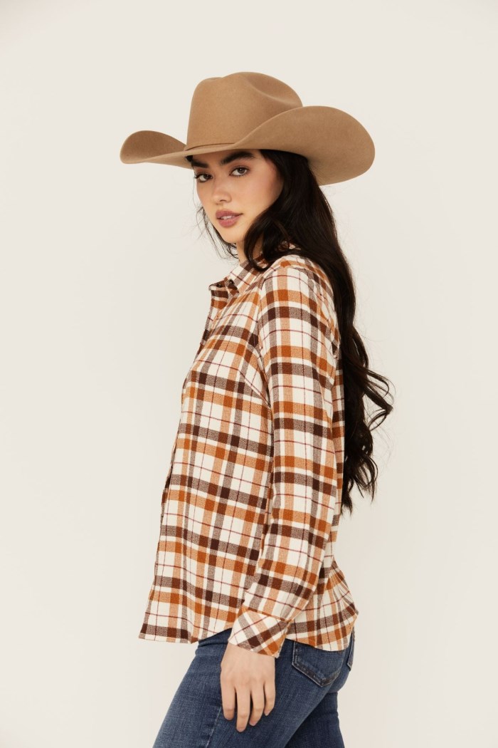 Promotion Idyllwind Women's Binkley Featherlight Plaid Print Pearl Snap Western Shirt | Lt Brown