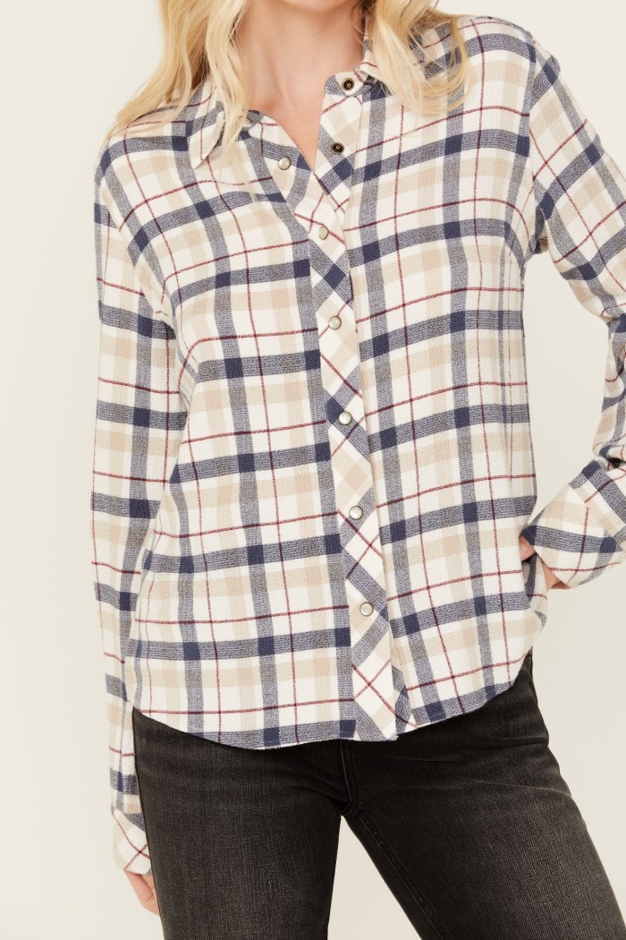 Promotion Idyllwind Women's Binkley Featherlight Plaid Print Pearl Snap Western Shirt | Ivory