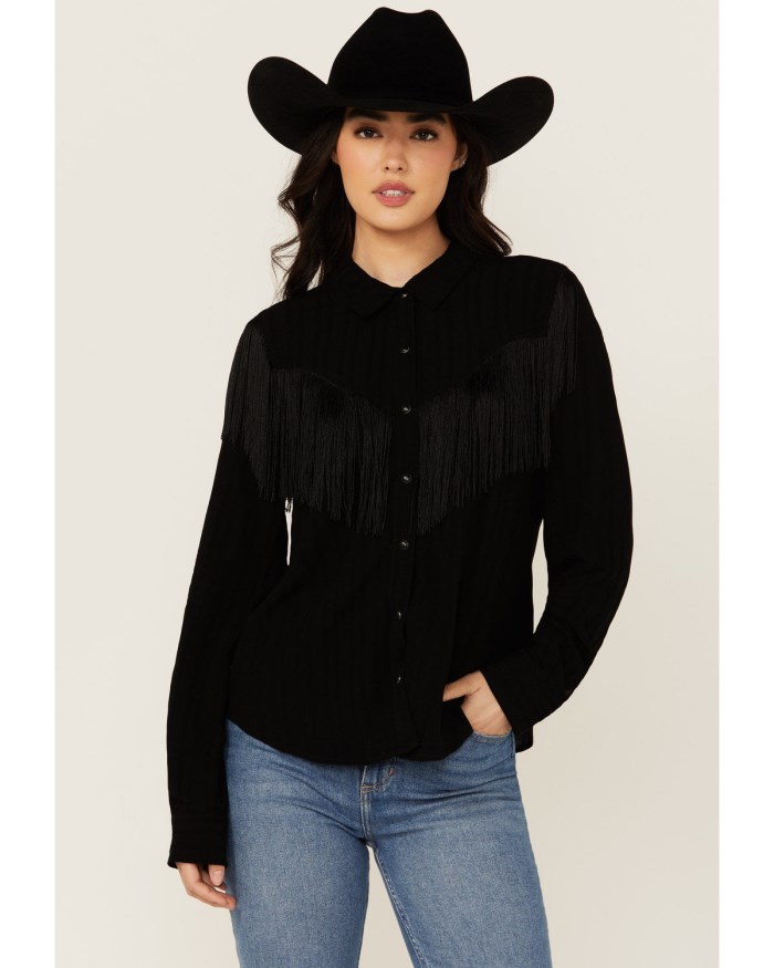 Promotion Idyllwind Women's Etta Fringe Long Sleeve Snap Western Shirt | Black
