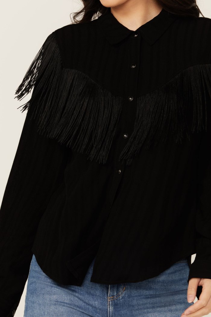 Promotion Idyllwind Women's Etta Fringe Long Sleeve Snap Western Shirt | Black