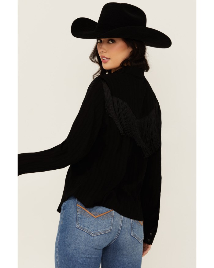 Promotion Idyllwind Women's Etta Fringe Long Sleeve Snap Western Shirt | Black