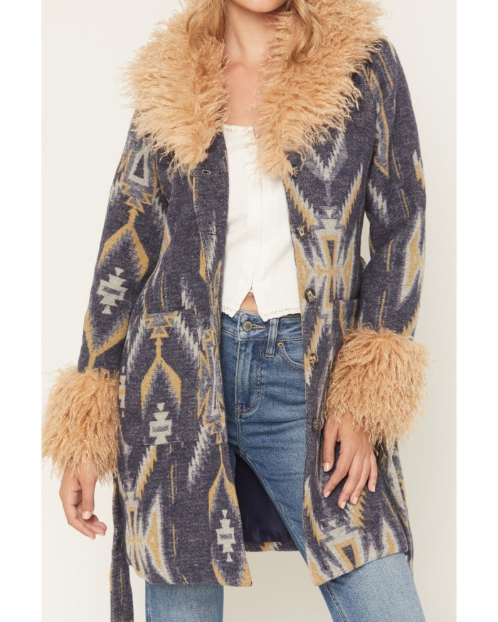 Promotion Idyllwind Women's Maxey Fur Trim Long Jacket | Indigo