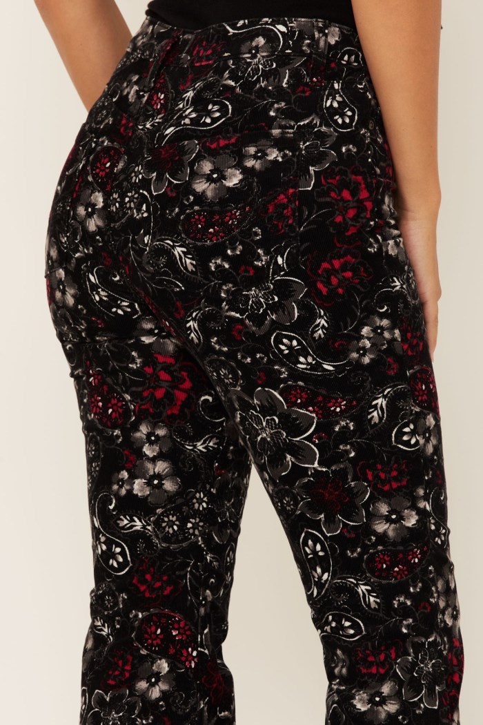 Promotion Idyllwind Women's Black Floral Print High Rise Flare Cords | Black