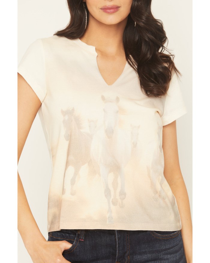 Promotion Idyllwind Women's Running Horses Short Sleeve Graphic Baby Tee | Cream