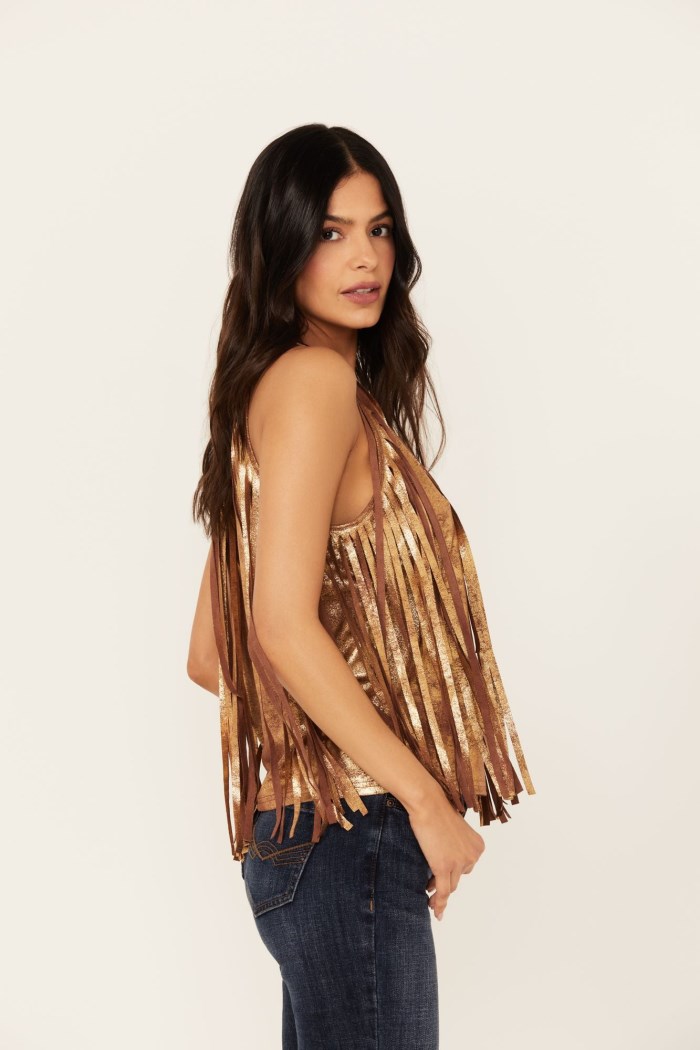 Promotion Idyllwind Women's Prescott Foiled Faux Suede Fringe Tank | Brown