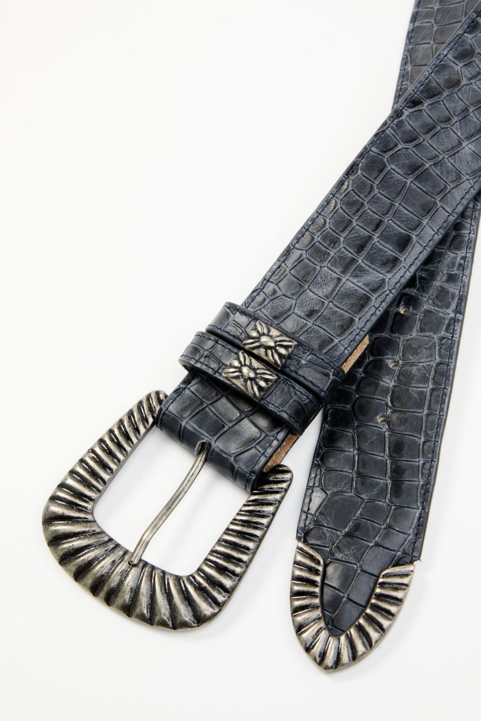 Promotion Idyllwind Women's Napier Crocodile Print Western Belt | Blue