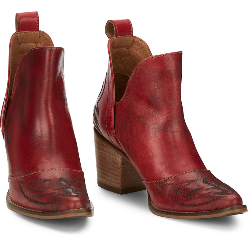 NEW ARRIVALS NOCONA WOMEN'S MICKI RED COWHIDE FASHION BOOTIES ME1922-Red