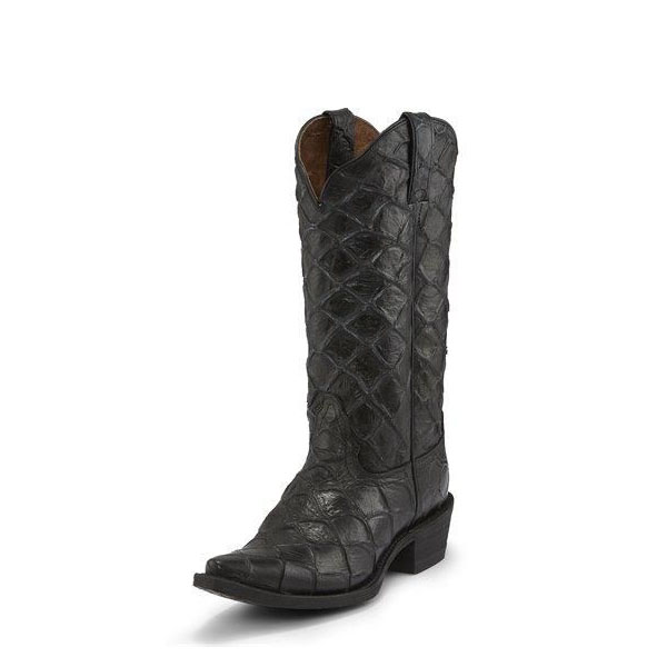 NEW ARRIVALS NOCONA WOMEN'S POSH BESSIE BLACK EXOTIC FISH SCALE PRINT FASHION BOOTS NL7060-Black
