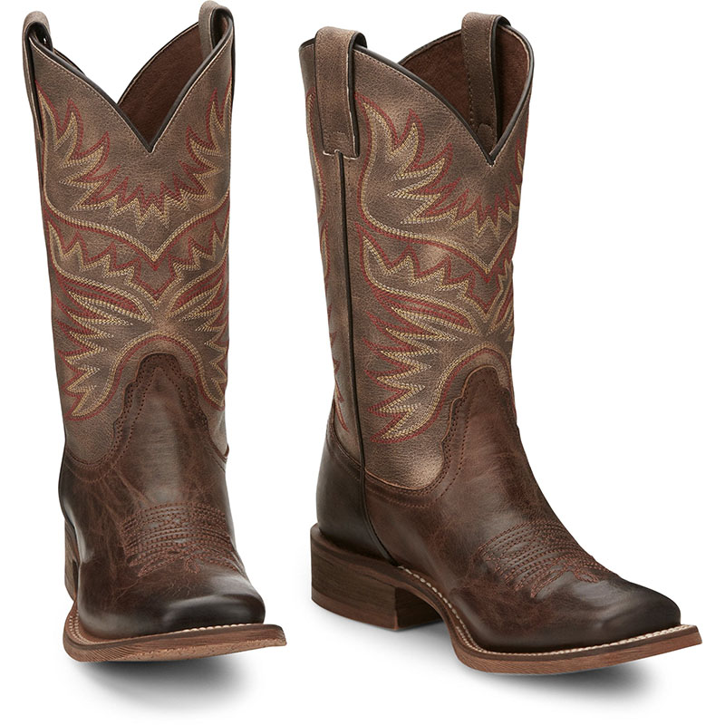 NEW ARRIVALS NOCONA WOMEN'S SIERRA ANTIQUED BROWN SQUARE TOE WESTERN BOOTS HR4501-Antiqued Brown