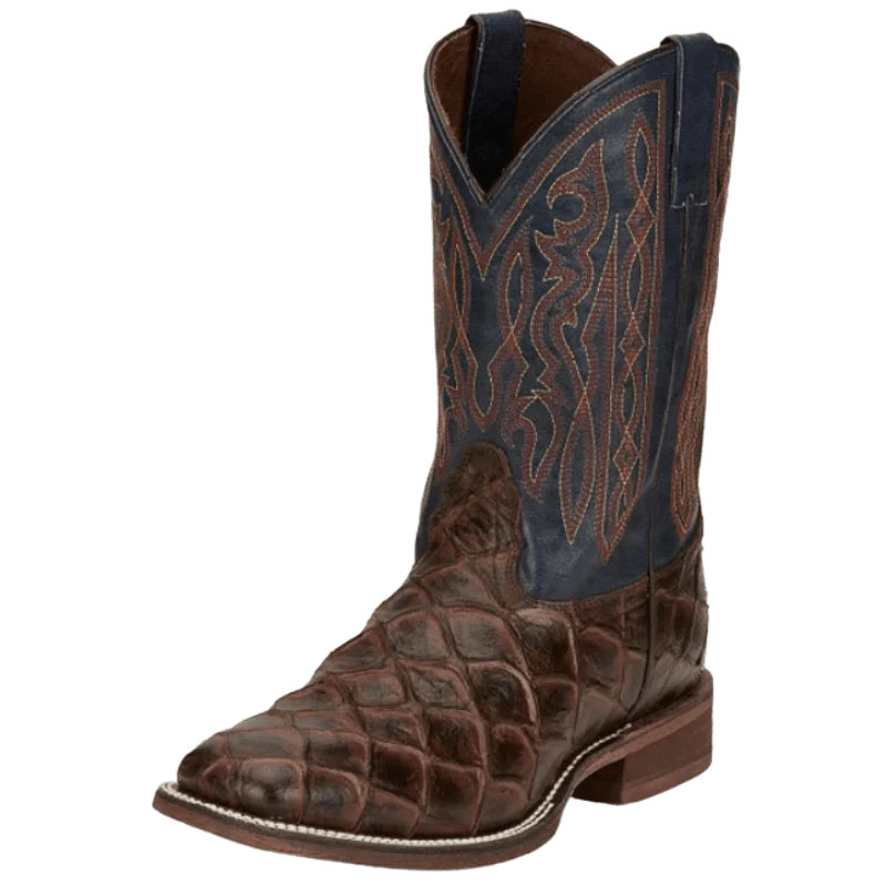 NEW ARRIVALS NOCONA MEN'S TURNER CHOCOLATE PIRARUCU PRINT WESTERN BOOTS NB5560-Brown