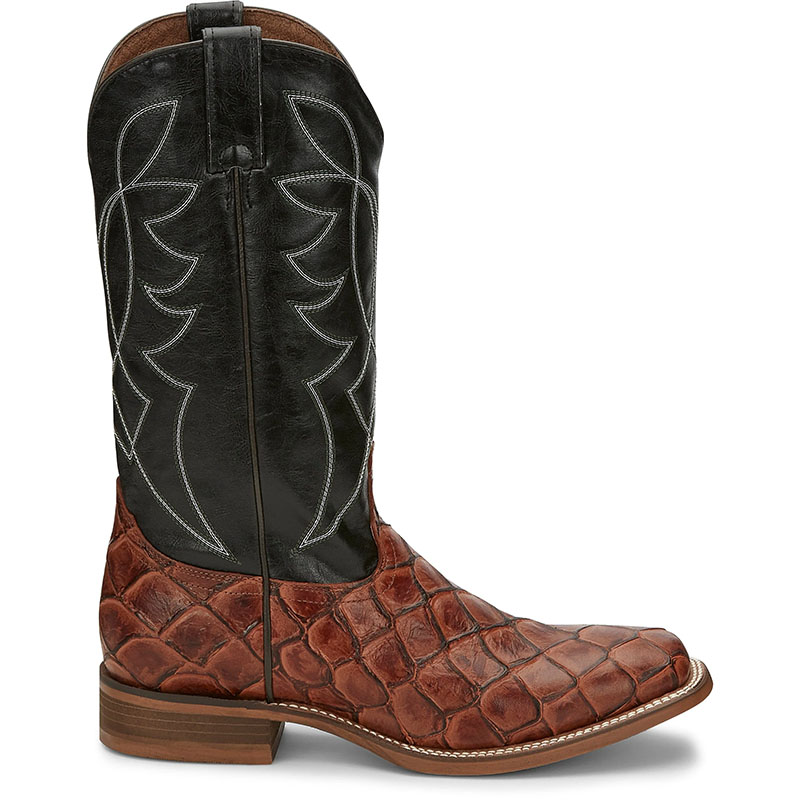 NEW ARRIVALS NOCONA MEN'S GO ROUND COGNAC PIRARUCU PRINT WESTERN BOOT NB5548-Cognac