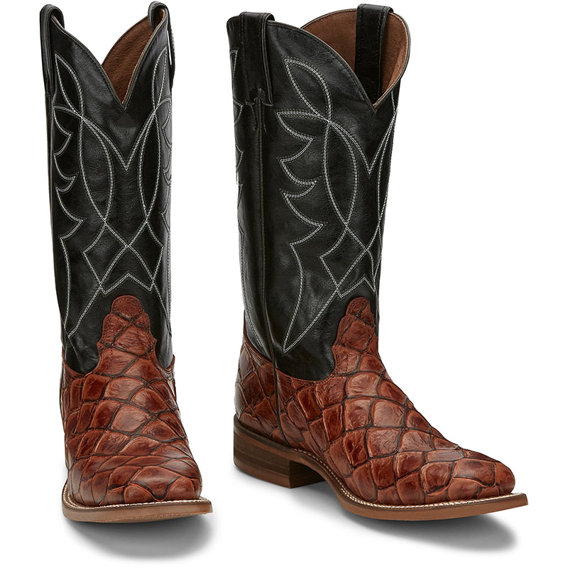 NEW ARRIVALS NOCONA MEN'S GO ROUND COGNAC PIRARUCU PRINT WESTERN BOOT NB5548-Cognac