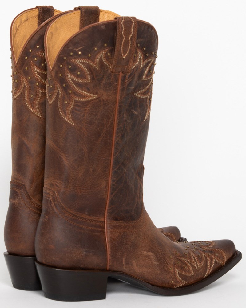 New Arrivals Shyanne Women's Studded Wing Tip Cowgirl Boots - Snip Toe | Brown