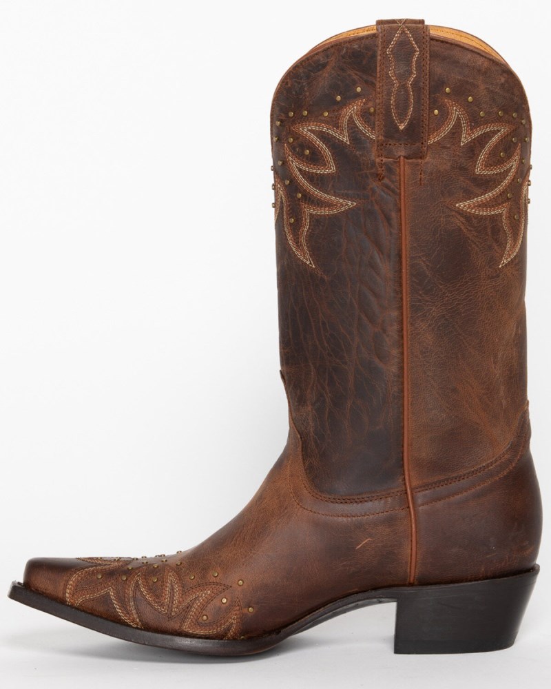New Arrivals Shyanne Women's Studded Wing Tip Cowgirl Boots - Snip Toe | Brown