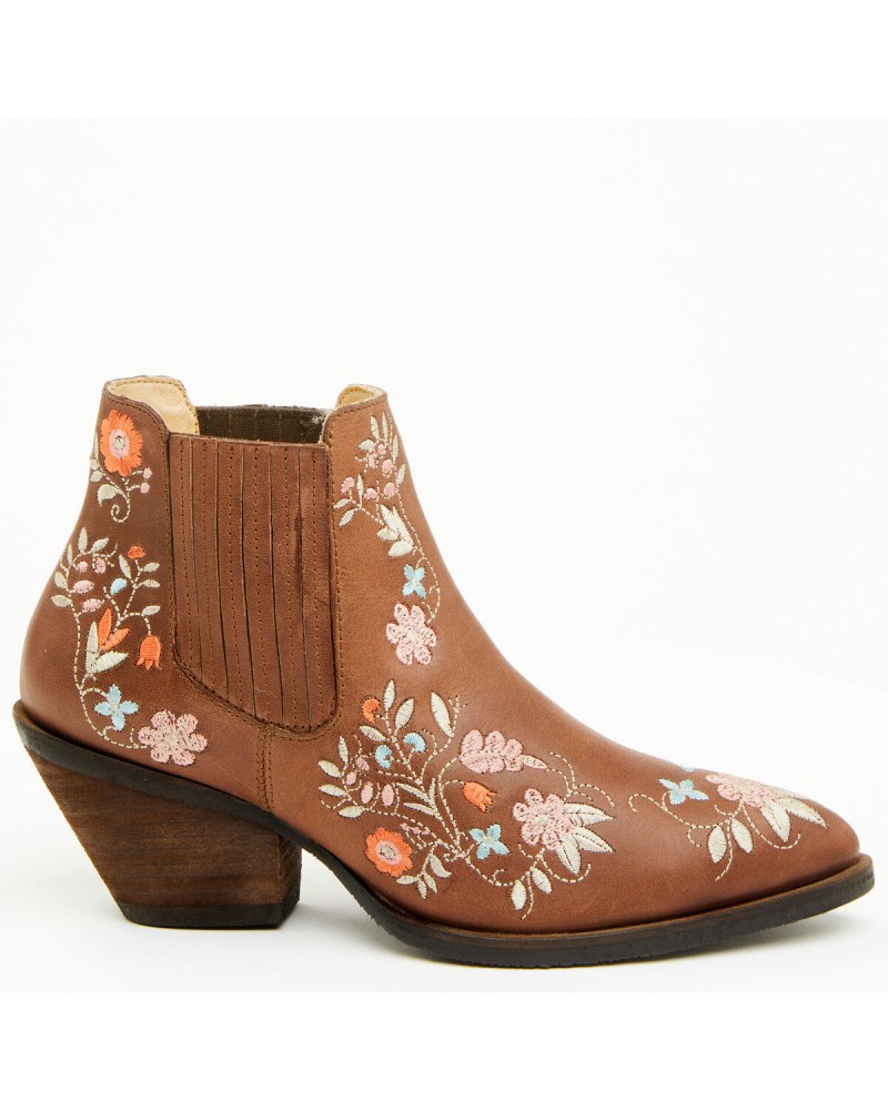 New Arrivals Shyanne Women's Didi Floral Booties - Round Toe | Brown