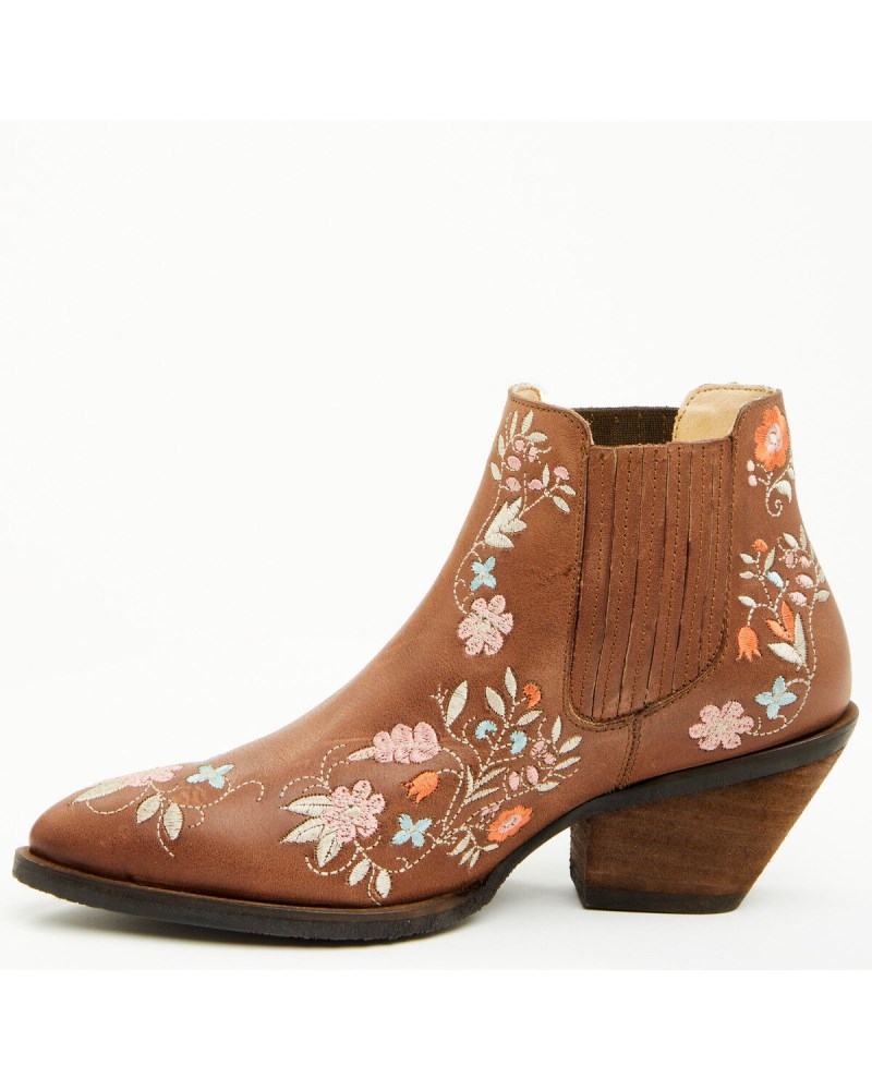 New Arrivals Shyanne Women's Didi Floral Booties - Round Toe | Brown