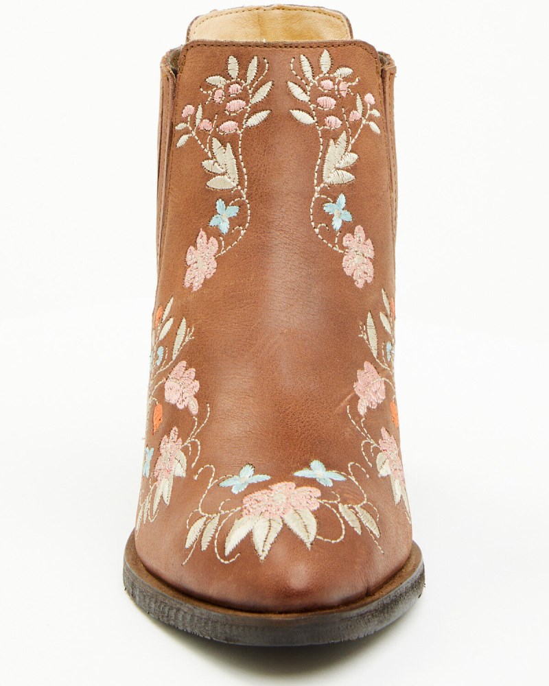 New Arrivals Shyanne Women's Didi Floral Booties - Round Toe | Brown