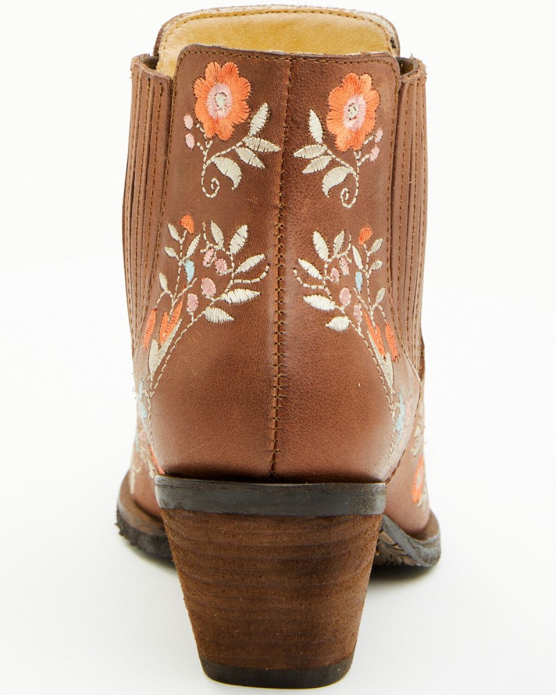 New Arrivals Shyanne Women's Didi Floral Booties - Round Toe | Brown