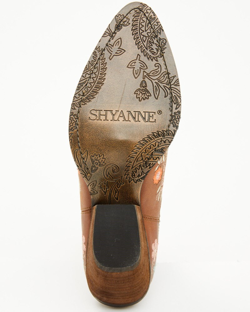 New Arrivals Shyanne Women's Didi Floral Booties - Round Toe | Brown